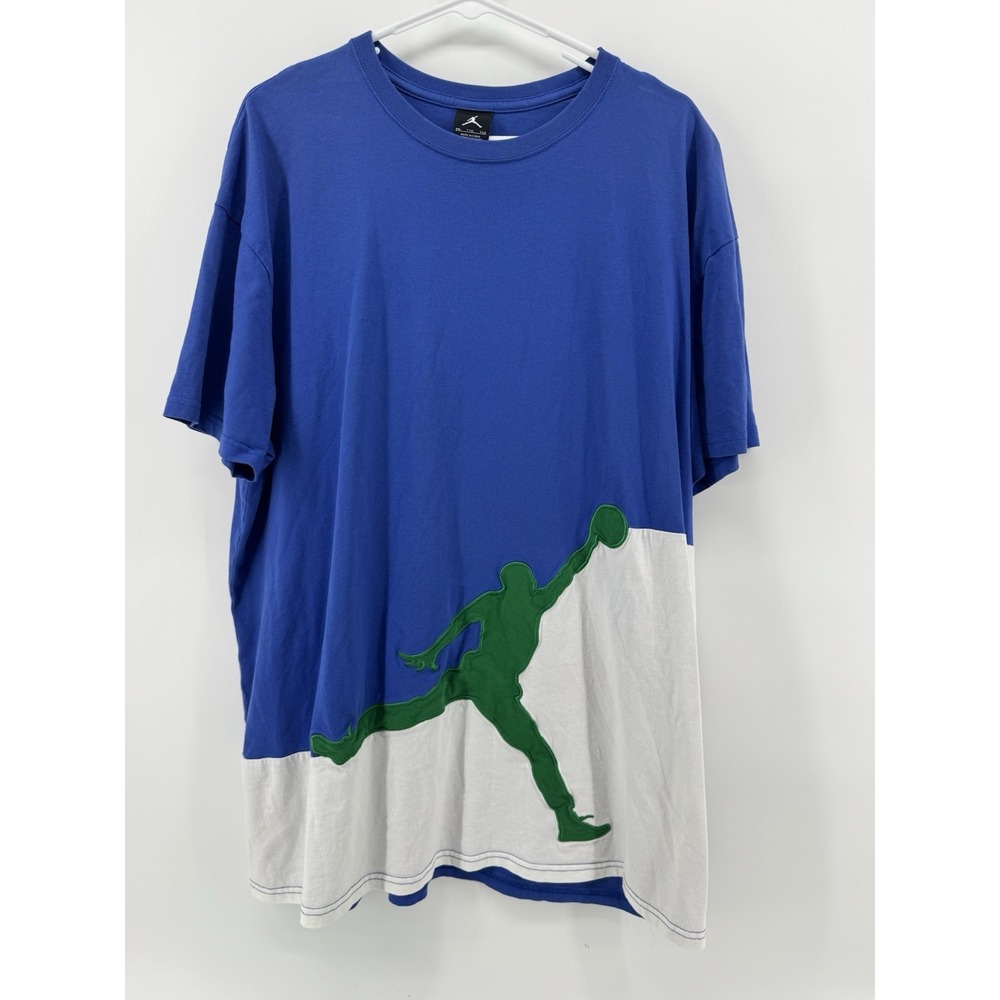 Jordan‎ Embroidered Mens XXL T-Shirt Blue Green Jumpman Graphic Tee Oversized